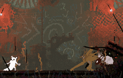A Pixel Art Drawing Of A Man Holding A Spear GIF