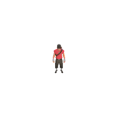 A Pixel Art Drawing Of A Man In A Red Shirt And Black Pants Sticker