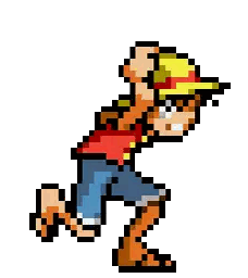 A Pixel Art Drawing Of A Man Wearing A Yellow Hat Sticker