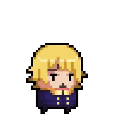 A Pixel Art Drawing Of A Man With A Beard And Yellow Hair . Sticker