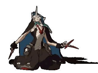 A Pixel Art Drawing Of A Man With A Horn On His Head Sticker