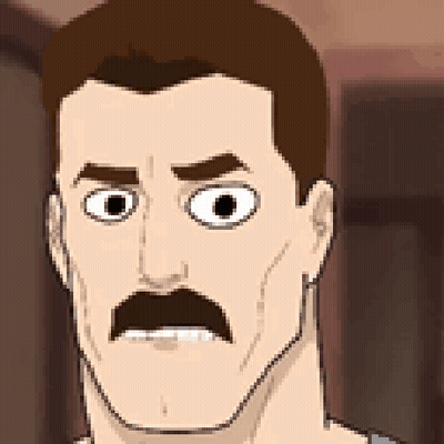 A Pixel Art Drawing Of A Man With A Mustache Making A Funny Face . GIF