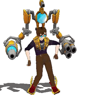 A Pixel Art Drawing Of A Man With A Robotic Body Sticker