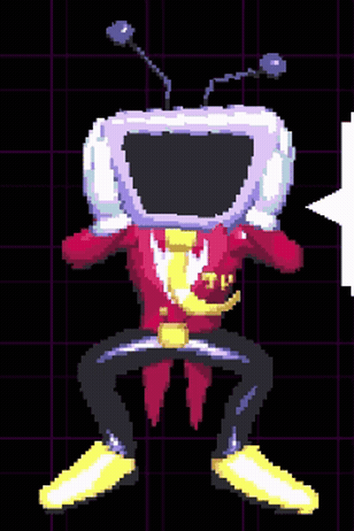 A Pixel Art Drawing Of A Man With A Tv Head GIF