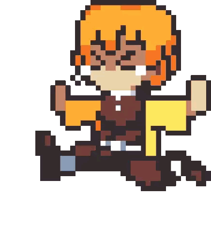 A Pixel Art Drawing Of A Man With Orange Hair Sticker