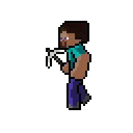 A Pixel Art Drawing Of A Minecraft Character Holding A Sword And Shield . Sticker