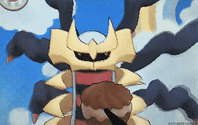 A Pixel Art Drawing Of A Monster Holding A Donut In Its Mouth . GIF