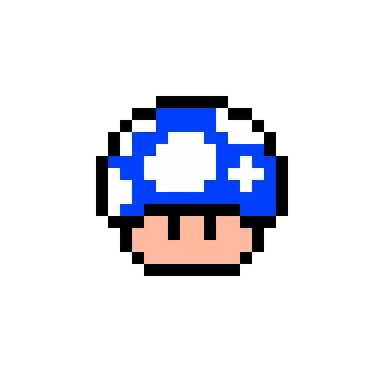 A Pixel Art Drawing Of A Mushroom With A Blue Hat And The Word Up Above It Sticker