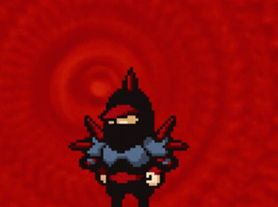 A Pixel Art Drawing Of A Ninja With A Yellow Star Above Him GIF