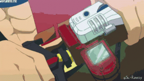 A Pixel Art Drawing Of A Person Holding A Red And White Object With The Watermark S.t. Runway GIF