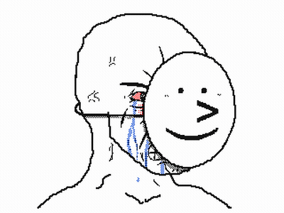 A Pixel Art Drawing Of A Person Holding A Smiley Face GIF