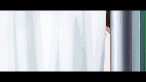 A Pixel Art Drawing Of A Person Peeking Through A White Curtain GIF