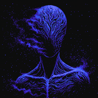 A Pixel Art Drawing Of A Person 'S Torso With Blue Lines GIF