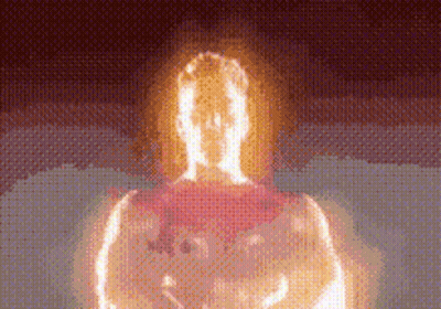 A Pixel Art Drawing Of A Person Surrounded By Fire GIF