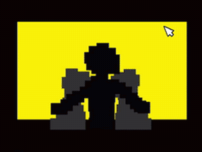 A Pixel Art Drawing Of A Person With A Cursor Pointing At It . GIF