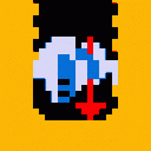 A Pixel Art Drawing Of A Person With A Red Arrow Pointing To The Right GIF