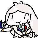 A Pixel Art Drawing Of A Person With Feathers On Their Head Sticker
