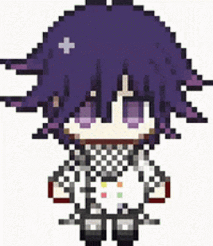 A Pixel Art Drawing Of A Person With Purple Hair GIF