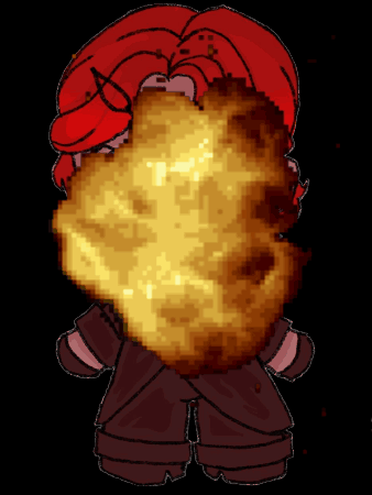 A Pixel Art Drawing Of A Person With Red Hair Holding A Flame GIF