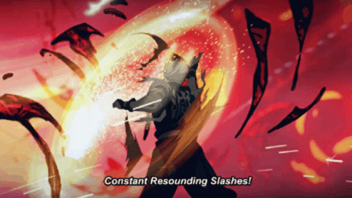 A Pixel Art Drawing Of A Person With The Words Constant Resounding Slashes GIF