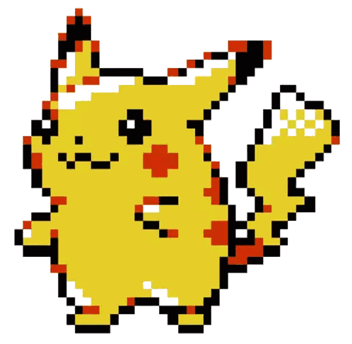 A Pixel Art Drawing Of A Pikachu With A White Background Sticker