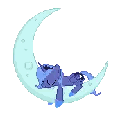 A Pixel Art Drawing Of A Pony Sleeping On A Crescent Moon Sticker