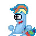 A Pixel Art Drawing Of A Pony Wearing A Hat And Sunglasses Sticker