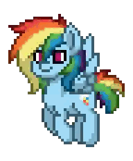 A Pixel Art Drawing Of A Pony With A Rainbow Mane Sticker