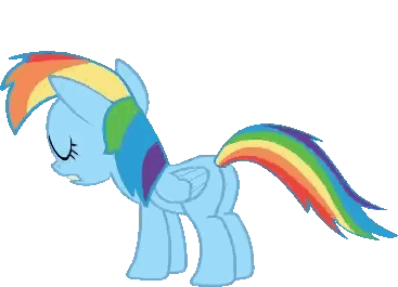 A Pixel Art Drawing Of A Pony With A Rainbow Mane And Tail Sticker