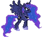 A Pixel Art Drawing Of A Pony With Wings And A Purple Mane Sticker