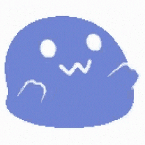 A Pixel Art Drawing Of A Purple Ghost With A Sad Face On A White Background . GIF