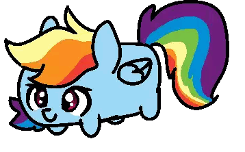 A Pixel Art Drawing Of A Rainbow Dash With A Rainbow Tail Sticker