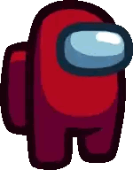 A Pixel Art Drawing Of A Red Among Us Character Sticker
