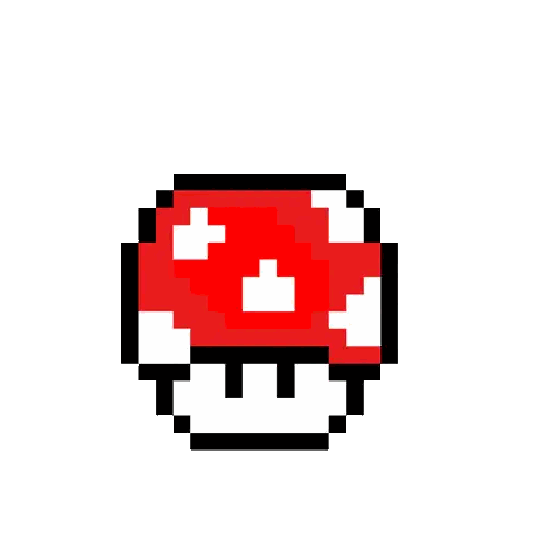 A Pixel Art Drawing Of A Red Mushroom With White Spots On It . Sticker