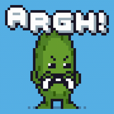 A Pixel Art Drawing Of A Red Object With The Words Argh On Top GIF