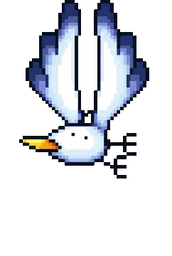 A Pixel Art Drawing Of A Seagull With Its Wings Spread Sticker