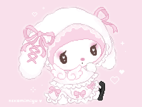 A Pixel Art Drawing Of A Sheep With A Bow On Its Hat GIF