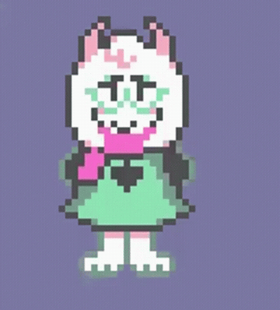 A Pixel Art Drawing Of A Sheep With Glasses And A Pink Scarf . GIF