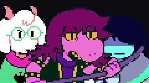 A Pixel Art Drawing Of A Sheep With Horns And A Girl With Glasses GIF