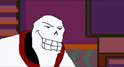 A Pixel Art Drawing Of A Skeleton Smiling GIF