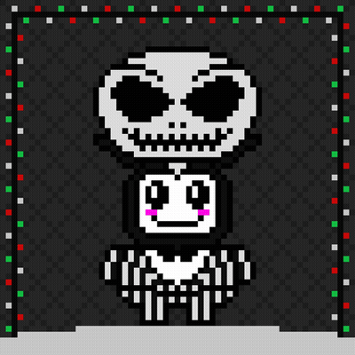 A Pixel Art Drawing Of A Skeleton With A Hat On His Head GIF
