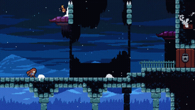 A Pixel Art Drawing Of A Squirrel In A Castle GIF