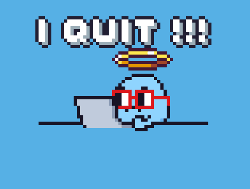 A Pixel Art Drawing Of A Squirrel With The Word Quit On It GIF