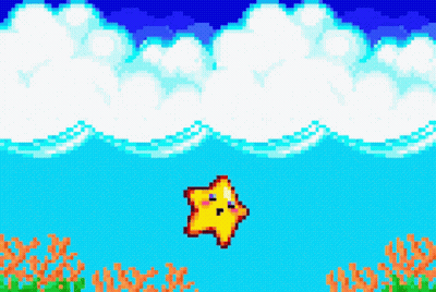 A Pixel Art Drawing Of A Star Floating In The Sky GIF