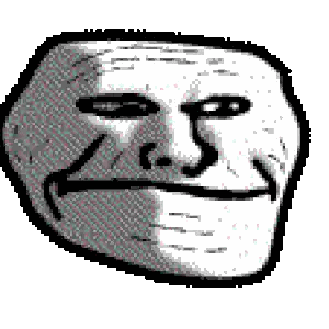 A Pixel Art Drawing Of A Troll Face Smiling . Sticker