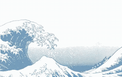 A Pixel Art Drawing Of A Wave Crashing On A Beach GIF