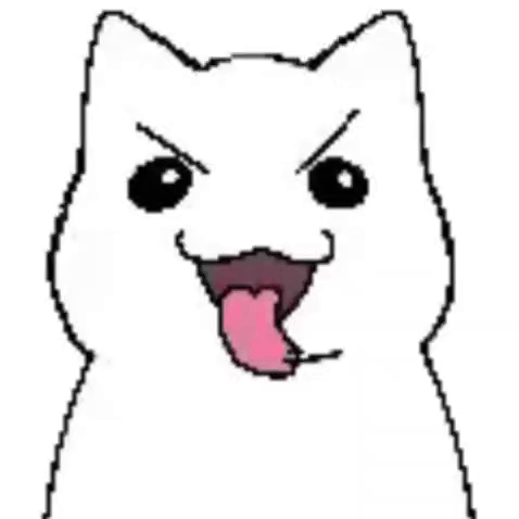 A Pixel Art Drawing Of A White Cat With Its Tongue Hanging Out . GIF