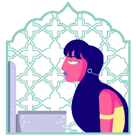 A Pixel Art Drawing Of A Woman Drinking Water From A Fountain Sticker