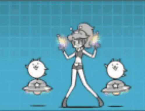 A Pixel Art Drawing Of A Woman Holding A Sword And Two Cats . GIF