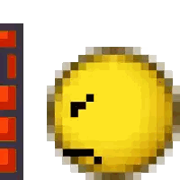 A Pixel Art Drawing Of A Yellow Circle With A Black R On It Sticker